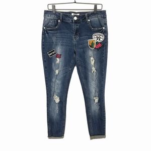 Harmony + Havoc Distressed Patch Roadtrip Jeans